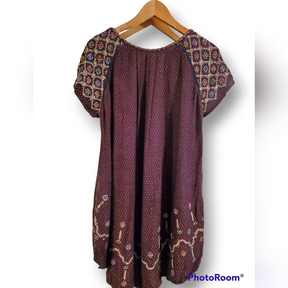 Free People in the Clouds Embroidered  Embellished Mini Dres/Tunic Size SP - Picture 3 of 10